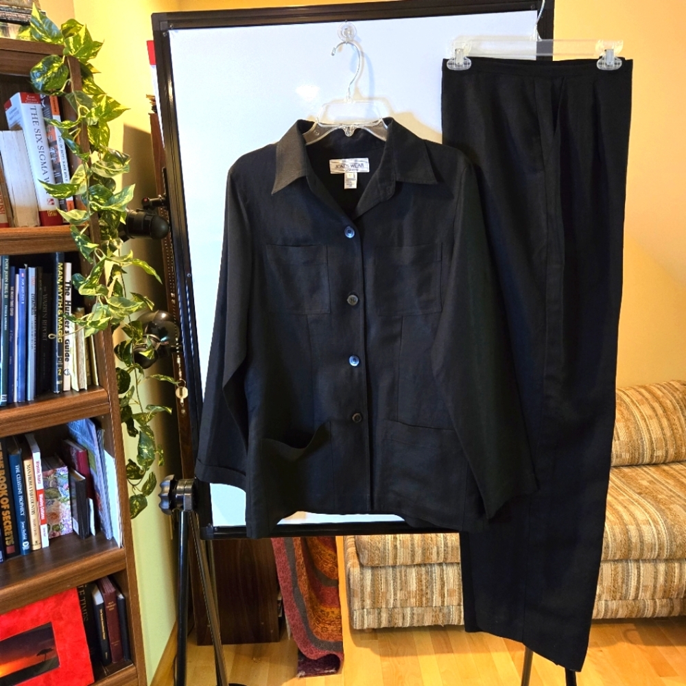 Mix&Match Jones Wear Woman's Black Linen Suit, Jacket, Pants, Skirt Size 12 & 14 - Picture 5 of 16